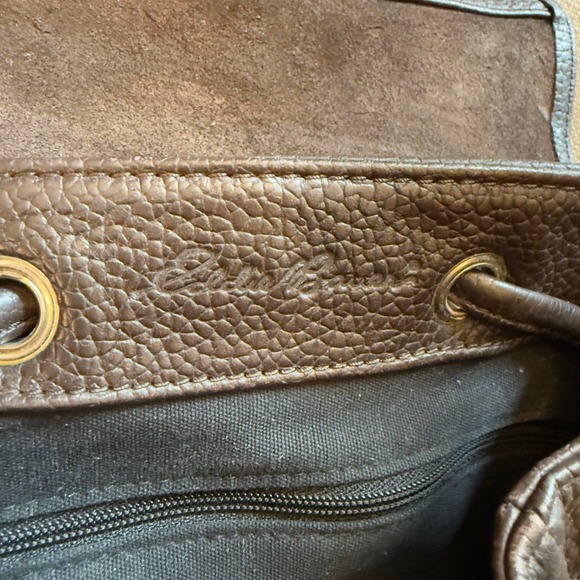 Eddie Bauer Vintage Brown Pebbled Leather Backpack Rucksack Drawstring 023-2591 main image 9